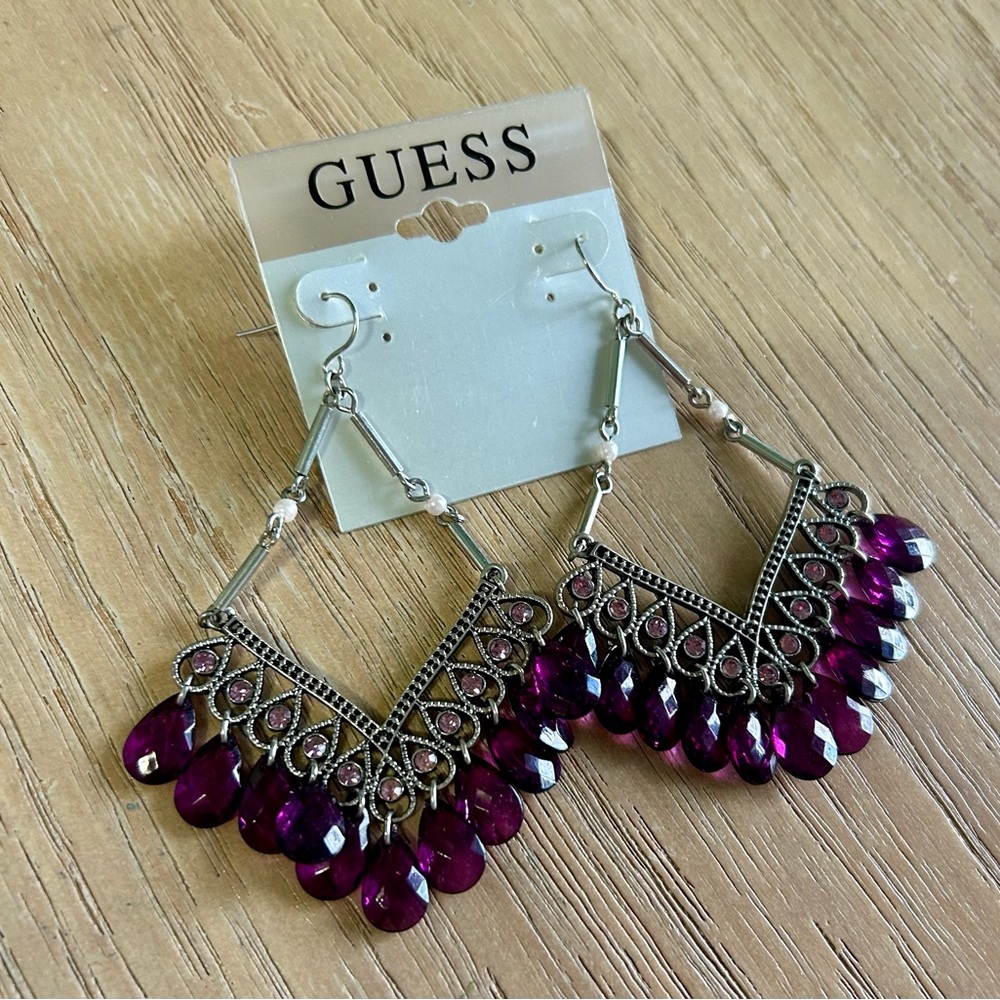 GUESS Purple Dangle Earrings